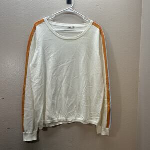 Women's White and Orange Sweater